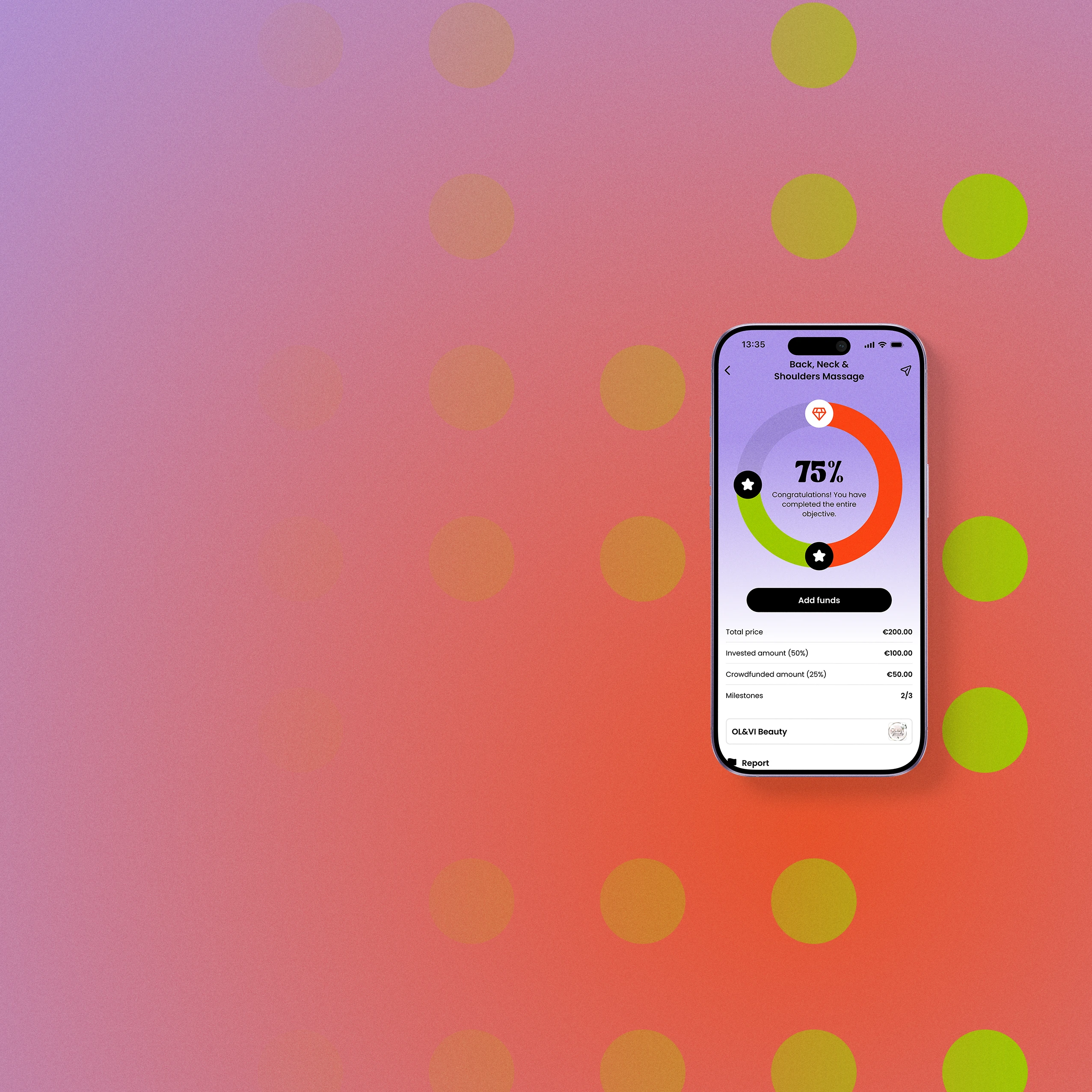 BOP app — procedure crowdfunding screen